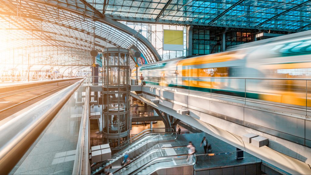 Modern railway train station at Berlin